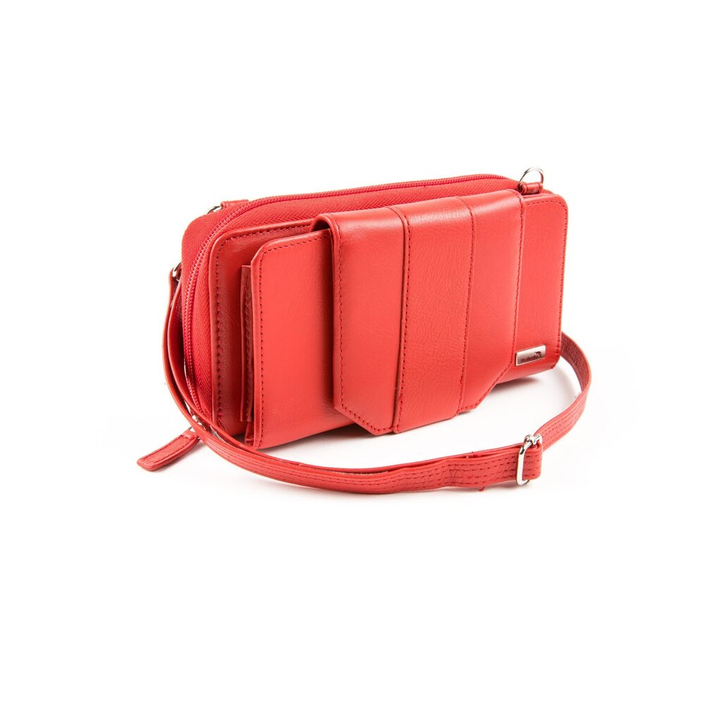 7830 Wallet RFID Cell Phone Purse Leather Crossbody with Accordion Pebbled